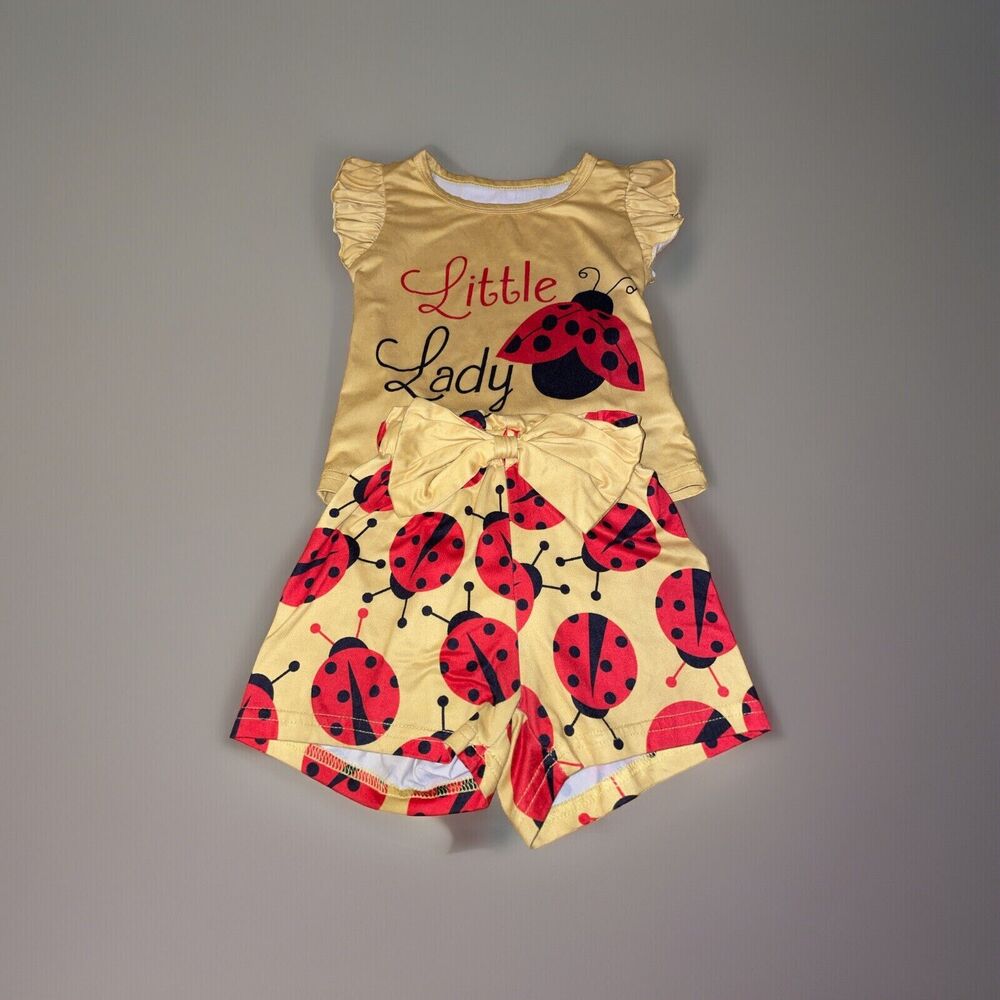 Unbranded Girl’s “Little Lady" Ladybug Shorts Outfit Set 18-24M Shorts Top